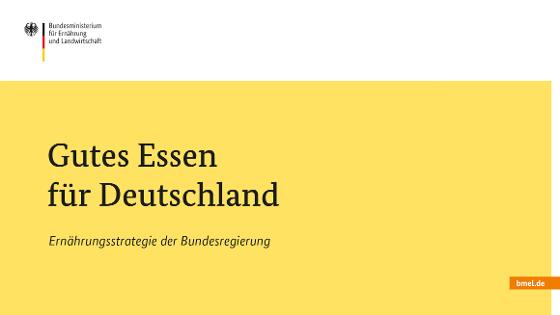 Grafik mit Schriftzug "Gutes Essen für Deutschland - Ernährungsstrategie der Bundesregierung"