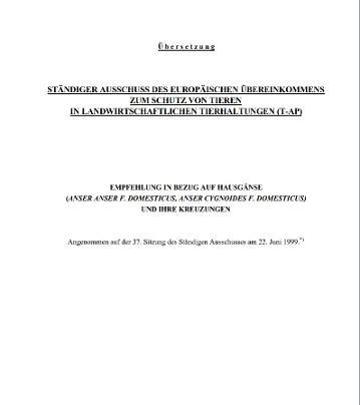 Titelbild:Europaratsempfehlungen für die Haltung von Gänsen