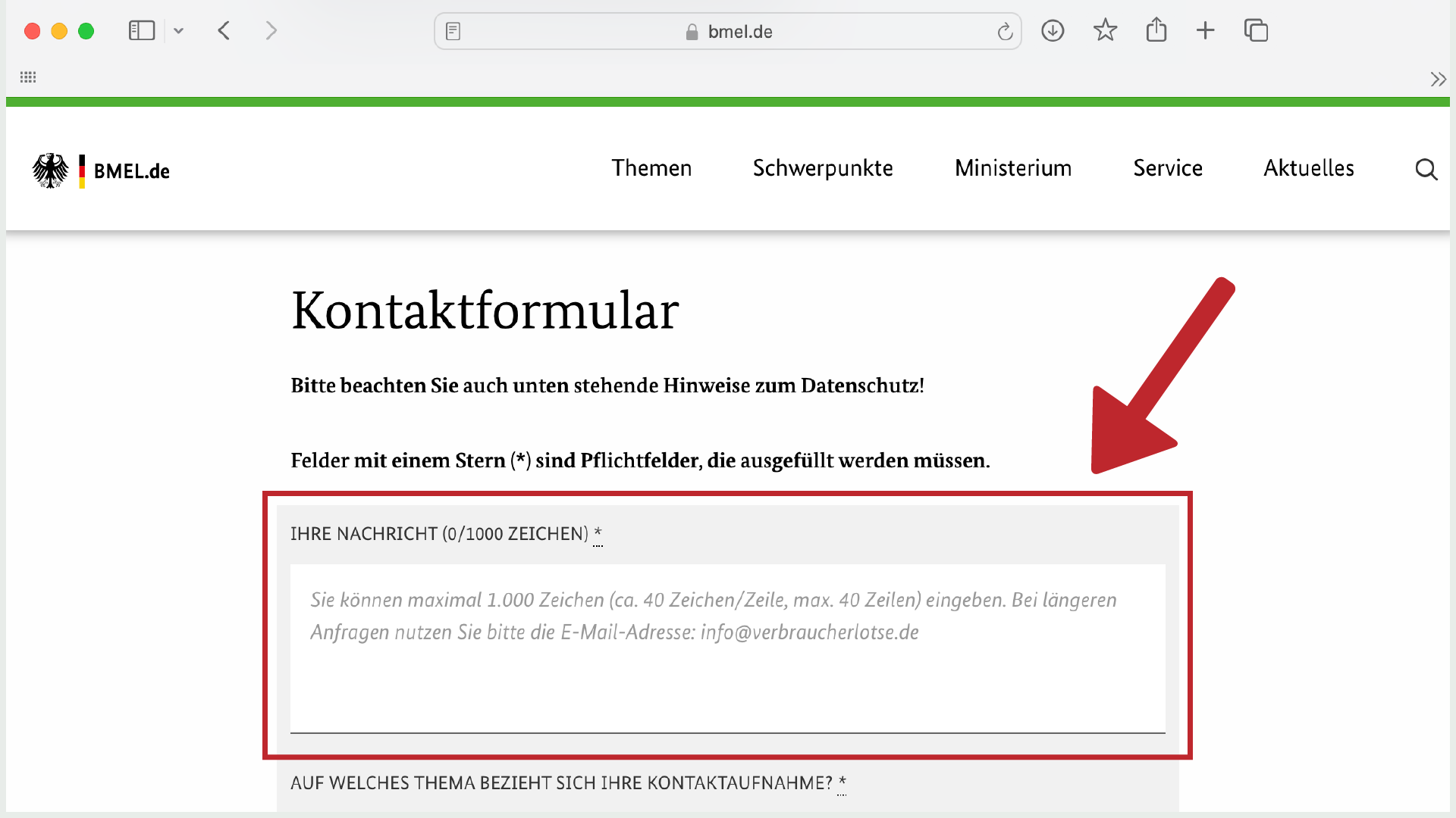 Screenshot von BMEL.de - Nachricht Screenshot von BMEL.de - Nachricht