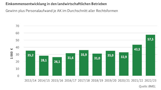 Einkommensentwicklung in den landwirtschaftlichen Betrieben Gewinn plus Personalaufwand je AK im Durchschnitt aller Rechtsformen Einkommensentwicklung in den landwirtschaftlichen Betrieben Gewinn plus Personalaufwand je AK im Durchschnitt aller Rechtsformen