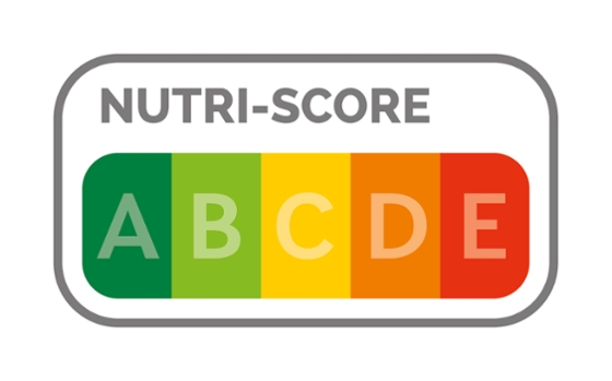 Logo des Nutri-Score mit den Buchstaben A, B; C; D; E und den jeweiligen Farben Dunkelgrün, Hellgrün, Gelb, Orange, Rot