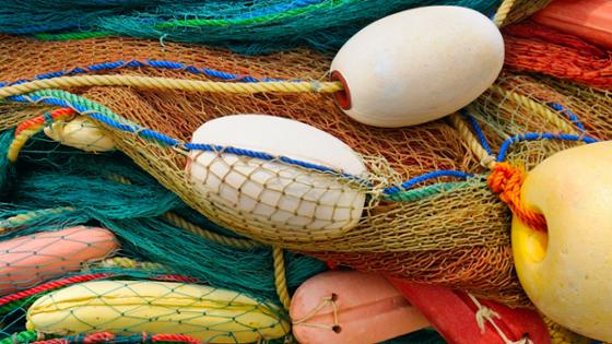 A bunch of colourful fishing nets