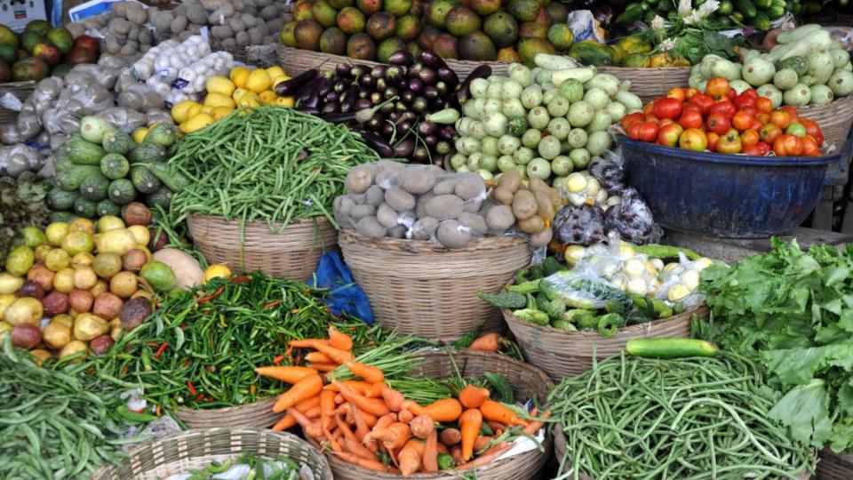 Fruit and vegetable market stand in Africa